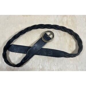 Fossil Genuine Leather Belt Womens Brown Brass Buckle Braided 5 Hole